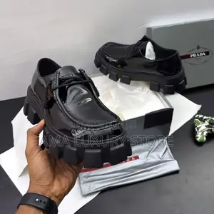 Prada Luxury Patent Leather Designer Men's Chunky Shoes