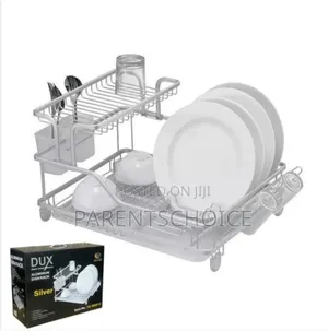 Kitchen Dish Drainer Rack Set - Stainless Steel Silver