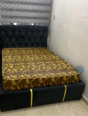 Bedframe Grey With Gold Pin and Stripes