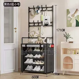 5-Tier Shoe Rack With a Coat and Hat Hanger.
