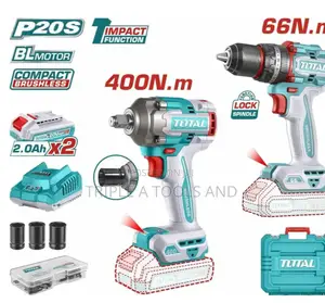 Total Cordless 2 PCS Brushless Combo Kit, Impact Drill Impact Wrench