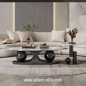 Marble Top Modern Center Table With Side Stool