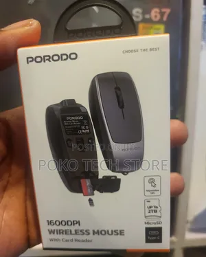 Porodo 1600dpi Wireless Mouse With Card Reader