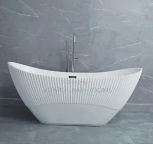 Luxury Freestanding Acrylic Bathtub – Modern Bathroom Tub With Line