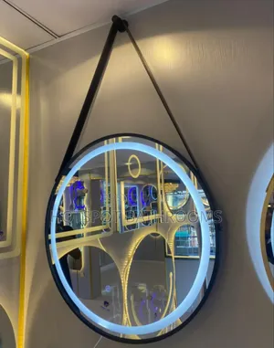 Modern Round Led Bathroom Mirror With Hanging Strap