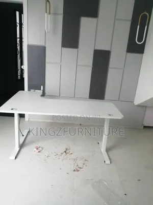White, L-Shaped, Height-Adjustable Standing Desk