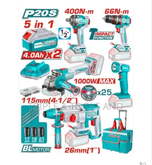 Total 5-in-1 Cordless Combo Kit – 20v Professional Power Tools Set