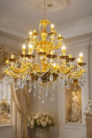Luxury Gold Crystal 18 Hands Chandelier Ceiling Light
