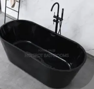 Black Luxury Freestanding Acrylic Bathtub – Modern Soaking Tub