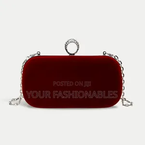 Burgundy Ring Clasp Clutch Purse