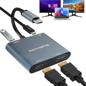 Usb C to Dual Hd Hub Adapter 4 in 1 Splitter for 2 Monitors