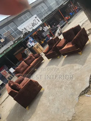 Complete Set of 7 Seaters Sitting Room Sofa Fabric Chairs