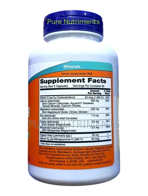 Now Cal-Mag 120 Caps With Vit. D, K, Zinc, Copper Kelp for Bone