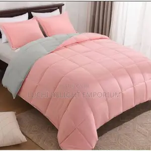 Quality Pink and Gray Mixture Duvet, Bedsheets and 4 Pillowcase