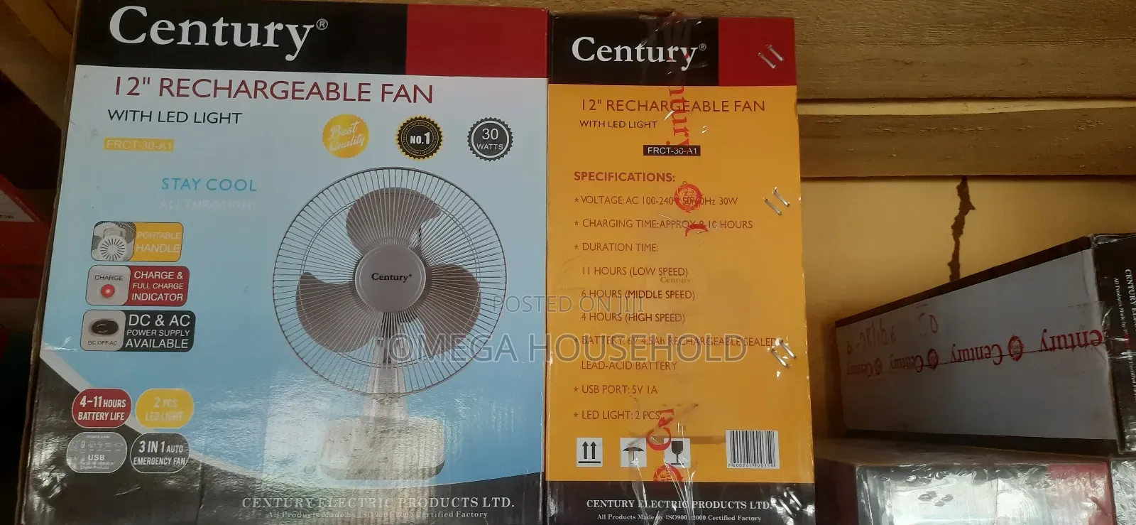 12" Rechargeable Table Fan With Panel and Light