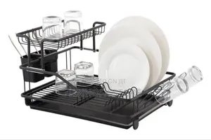 Quality 2tier Black, Gold And White  Dish Rack