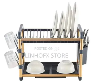 Aluminum Rust Free Quality Gold 2 Tier Dish Rack.