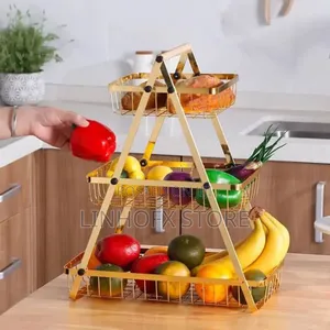 Multifunctional 3 Layer Fruit And Vegetable Gold Storage Rack.