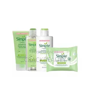 Simple Moisturizer, Facial Wash, Soothing Toner, Cleansing Wipe