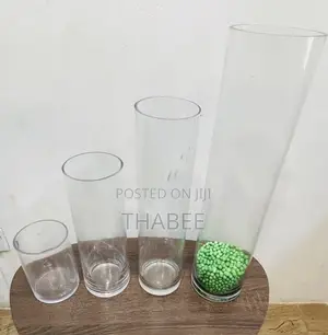Cylindrical Clear Vase Transparent Glass