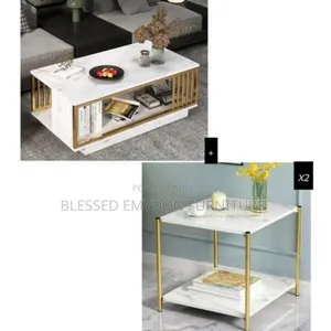 Center Table and Luxury Square Coffee Side Stool( X2 )
