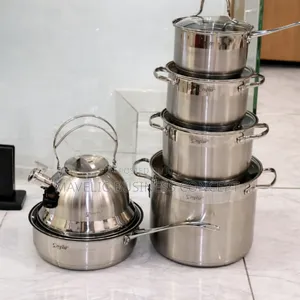 6 Set Of Stainless Pot With Kettle And Frying Pan