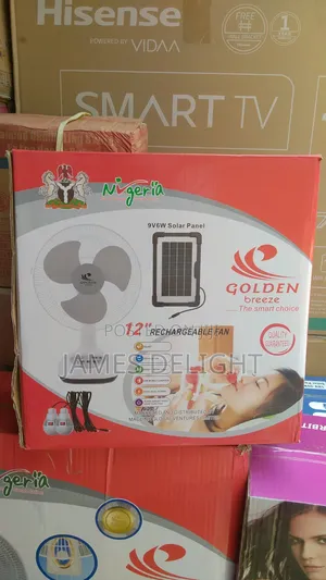 Golden Breeze 12" Rechargeable Fan With a 9v6w Solar Panel.