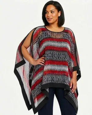 The Crimson Zig-Zag Poncho Top
