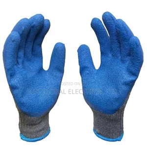 Blue Crinkled Latex Palm Coated Work Gloves.
