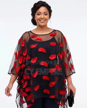 Black & Red Mesh Poncho Top