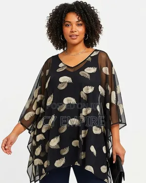 Black Champagne Mesh Poncho Top