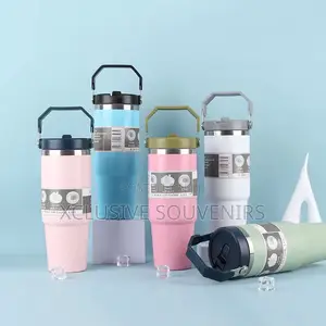 900ml Outdoor Leakproof Stainless Steel Flip Top Tumbler With Handle