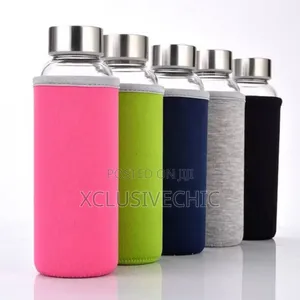 550ml Borosilicate Glass Bottle(With Colourful Pouch)