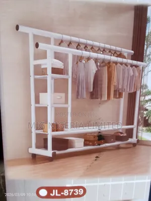 Movable Giant Metal Cloth Hanger and Shoe Rack White 100kg Bearing