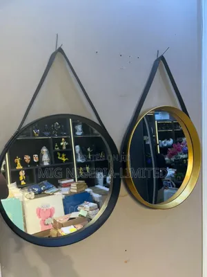 Circle Mirror With Belts Bathroom and Living Room Mirror Decor Black