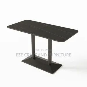 Full Black Double Leg Dining Table
