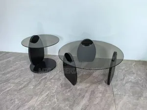Round Coffee Table – Modern Black Glass Top Centre Table With Design