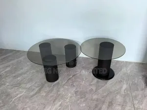 Round Coffee Table – Modern Black Glass Top Centre Table With Design