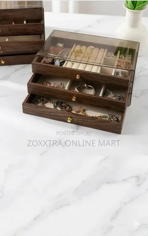Walnut Pattern Three-layer Drawer Jewelry Box
