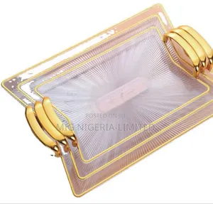 Transparent Serving Tray Gold Set for Home Restaurant Bar