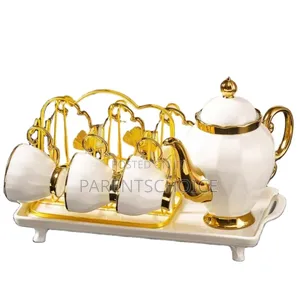 Luxury British Style Teacoffee Cup Set- Green / White