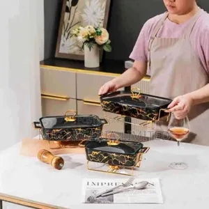 3in1 Dinner Set Gold With Stand