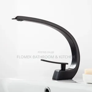 Modern Matte Black Curved Basin Mixer Tap