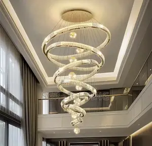Modern Home Decoration Crystal Chandelier, Stair Pendant Lamp
