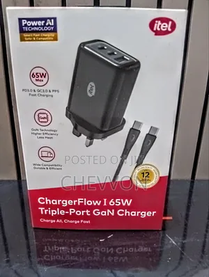 Itel Charger Flow | 65w Fast Charger | Triple Port Usb-C