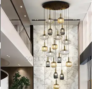 Modern Crystal Led Chandelier Staircase Living Room