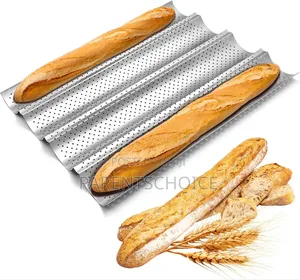 French Baguette Bread Pan, Non-stick Perforated 4 Slot Baguette Mold
