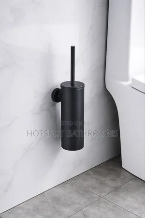 Wall Mounted Stainless Steel Toilet Brush Holder (Matte Black)