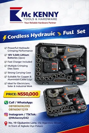 Heavy Duty Cordless Hydraulic Crimping Tool Set (18v)