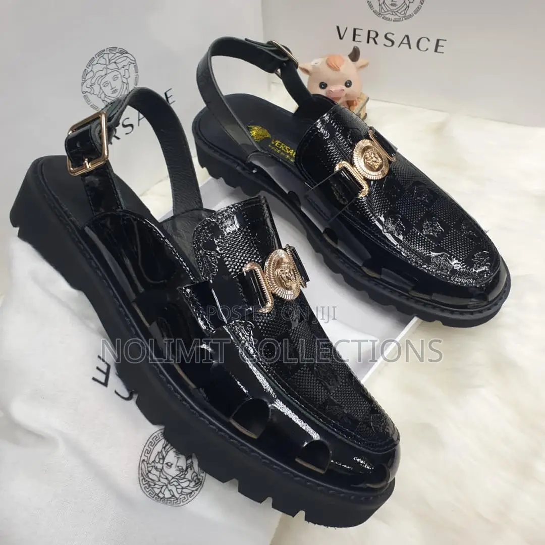 Versace Patent Slingback Loafers